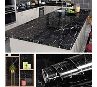 Livelynine 5M X 60 CM Wide Black Marble Wallpaper Sticky Back Plastic Kitchen Worktop Covering Contact Paper Marble Effect Self Adhesive Vinyl Wrap for Kitchen Counter Top Furniture Table Sticker