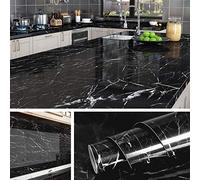 Livelynine 5M X 90 cm Wide Black Marble Vinyl Wrap for Kitchen Worktop Covering Vinyl Self Adhesive Contact Paper Marble Sticky Back Plastic Roll Patterned Worktops Table Cover Counter Top Laminate
