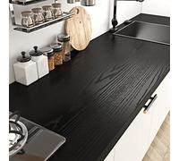 Livelynine Black Sticky Plastic Wood Affect Wallpaper Self Adhesive Kitchen Counter Vinyl Wrap for Furniture Worktops Kitchen Cupboard Stickers Bathroom Waterproof Contact Paper 40CMx2M
