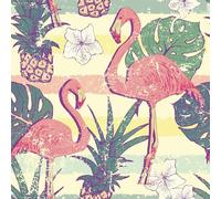 Livelynine Flamingo Pink Wallpaper for Bedroom Adults Girls Peel and Stick Wallpaper Jungle Green Leaf 44.5CMx7M Purple Flower Wall Paper Sticky Back Plastic Roll Patterned for Furniture Cupboards