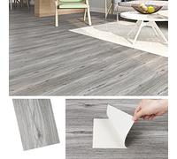 Livelynine Floor Tiles Self Adhesive Vinyl Flooring Kitchen Bathroom Grey Wood Effect 16 Pcs Self Adhesive Floor Planks Grey 90x15cm Vinyl Flooring Tiles for Living Room Dining Room Lino Tile