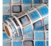 Livelynine Kitchen Wallpapers Blue Wallpaper for Kitchen Splashback Washable Tile Stickers for Bathroom Walls Sticky Back Plastic Roll Self Adhesive Vinyl Wrap 3D Mosaic Tile Stickers 40CMX200CM