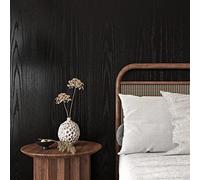 Livelynine Kitchen Worktop Covering Vinyl Self Adhesive Black Wood 90CMx500CM Self Adhesive Wallpaper for Bedroom Living Room Wall Paper Dark Wood Vinyl Wrap for Furniture Sticky Back Plastic Roll