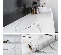 Livelynine Kitchen Worktop Vinyl Wrap Marble White Pink 60CMx500CM Vinyl Wrap for Kitchen Cupboards Gray Marble Sticky Back Plastic for Furniture Table Counter Top Marble Wallpaper for Bathroom