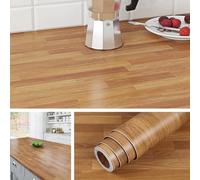 Livelynine Light Wood Adhesive Worktop Coating 90 cm x 500 cm Washable Adhesive Splashback for Kitchen Wood Effect Adhesive Roll for Furniture Cabinet Table Office Adhesive Work Surface Kitchen