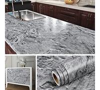 Livelynine Marble Vinyl Wrap for Kitchen Worktop Grey Marble Sticky Back Plastic Roll for Kitchen Waterproof Counter Top Vinyl Covering Contact Paper Self Adhesive Table Cupboards 40CMx2M
