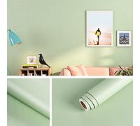 Livelynine Matt Green Vinyl Wrap for Furniture Solid Colour Peel and Stick Wallpaper Bedroom Hallway 40CMx5M Waterproof Sticky Back Plastic Roll for Kitchen Cupboards Desk Top Stick on Wall Paper