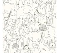 Livelynine Self Adhesive Beige Animal Wallpaper for Kids Girls Boys Bedroom Simple Hand Drawn Cream Beige Zoo Animal Wall Paper Roll Nursery Vinyl Wrap for Furniture Kids Neutral Cartoon 44.5CMx2M