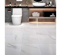Livelynine Self Adhesive Floor Tiles Stickers Waterproof Flooring Tile White And Black Marble Vinyl Tiles For Kitchen Bedroom Floor Lino Flooring Sheet Waterproof 30CMX30CM Box of 4