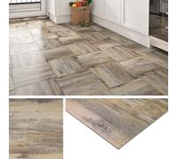 Livelynine Vinyl Flooring Tiles Wood Effect Self Adhesive Floor Tile Light Grey Beige 30x30 32-Tiles Waterproof Peel and Stick Vinyl Floor Tiles Bathroom Kitchen Flooring Lino Square Tiles Living Room