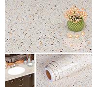Livelynine Waterproof Contact Paper Granite Gold Peel and Stick Countertops Desk Cover Cabinet Covering Kitchen Counter Top Laminate Self Adhesive Wallpaper Granite Countertop Covers 15.8x78.8 Inch