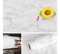 Livelynine White Marble Contact Paper Self Adhesive Wallpaper for Kitchen Worktop Covering Marble Vinyl Wrap for Furniture Counter Table Cover Sticky Back Plastic Roll Waterproof Laminate 40CM X 2M