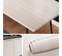 Livelynine White Wood Contact Paper for Cabinets Peel and Stick Wallpaper Wood Vinyl Adhesive Shelf Liner for Kitchen Cabinet Shelf Decoration Dining Room Funiture Kitchen Table Decor 40CMx2M