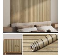 Livelynine Wood Effect Wallpaper for Walls 3D Wood Panel Wallpaper Brown for Bedroom Living Room Self Adhesive Wall Paper Wooden Panel Modern Skandi Look Wooden Vinyl Wrap Furniture Cupboards 40CMx2M