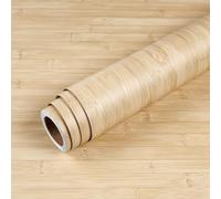 Livelynine Wood Panel Wallpaper Cream Beige Silver Slat Panelling Wallpaper Self Adhesive for Walls 40CMx10M Light Wood Effect Vinyl Wrap for Furniture Cabinet Desk Top Wooden Sticky Back Plastic Roll