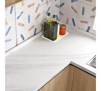 Livelynine Worktop Vinyl Covering Marble Grey White 40CMx5M Waterproof Self Adhesive Bathroom Wallpaper Marble Look Kitchen Worktop Vinyl Wrap for Furniture Table Desk Top Kitchen Splashback Cupboard