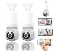 Livelyto Bulb Camera, Livelyto Light Bulb Security Camera, 360° Live WiFi Wireless Night Vision, Two-Way Audio, Smart Detection Cameras for Home Security Porch Light (2PCS)