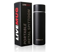 LIVEMUG Pocket Spittoon Bottle for Chewing Tobacco - 5 Oz Stainless Steel Portable Spit Cup, Dip Spitting Bottle - Wide Mouth, Spill Resistant Spitter, (Matte Black)