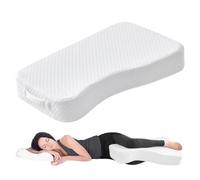 Livemy Leg Pillow for Side Sleepers, Memory Foam Knee Pillow for Side Sleeping, Leg Elevation Pillow for Hip/Back/Sciatica Pain Relief Helps Spine Alignment -15"x25" (4 INCHES) (White, M)