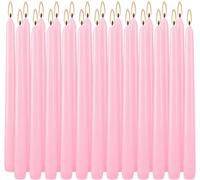 LIVEN 24 Pack Pink Taper Candles, 7-8 Hours Burn Time, Unscented, Smokeless and Dripless, 0.75 x 10 Inch Dinner Candle Set for Valentine's Day,Household, Wedding, Party and Home Décor Candlesticks