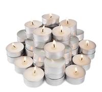 LIVEN 50 Pack,4 Hour Long time Burning,Unscented Tea Lights Candles,White, Smokeless, Dripless,for Weddings, Home, Pool,Shabbat