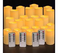 LIVEN Set of 24 Waterproof Outdoor Flameless Candles, LED Candles with 4 Remote and Timer,(H 4" 5" 6" x D 2.2"),for Halloween Wedding Festive