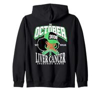 Liver Cancer Awareness Month 2026 October We Wear Emerald Zip Hoodie