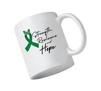 Liver Cancer Awareness Mug - Strength, Resilience and Hope - Green Ribbon Butterfly 11oz Coffee Cup - Support Gift for Liver Cancer Fighters, Survivors, Families, Nurses, and Advocates