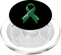 Liver Cancer Awareness Ribbon Kelly Green Fighter Chemo PopSockets PopGrip for MagSafe
