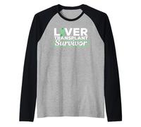 Liver Transplant Survivor Green Ribbon T-Shirt Raglan Baseball Tee