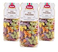 LIVERA- Papillon 6 Colours durum wheat semolina pasta, slow drying pasta, Italian pasta, artisanal production, pack of 3 x 500g