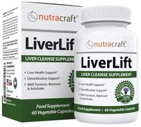 LiverLift #1 Liver Cleanse & Detox Supplement | Turmeric, Beetroot, Dandelion, Chicory, Burdock, Artichoke and More | Money Back Guarantee | 60 Vege Capsules