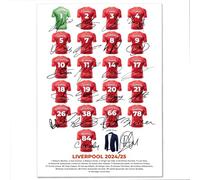 Liverpool Autograph squad Signed 2024-2025 Season A3 Poster van Dijk, Mac Allister, Salah, Robertson, Trent Alexander, Reproduction Mounted Team Photo Print #880U