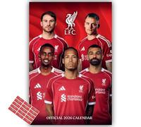 Liverpool Calendar 2026 A3 Wall Calendar Football Gift with FREE Organisational Stickers Included