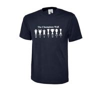 Liverpool Champions Wall Printed On T-Shirt, Football Lover Trophy Icons 20 Times League Winner Gift Tee Top (UK, Alpha, S, XXL, Regular, Regular, XL, Navy)