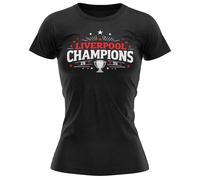 Liverpool Champions Womens T Shirt 2025 Football Scousers Celebration Winners Tee for Her Mum Sister, S, Black