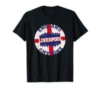 Liverpool City Skyline England Flag Vintage Grunge Style T-Shirt