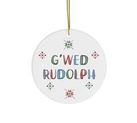 Liverpool Dialect Christmas Tree Ornaments, Scouse Phrases & Sayings Northern Humour, Funny Decorations, Gift for Scousers Tree Baubles, Bright Colourful, Modern (G'wed Rudolph)