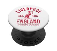 Liverpool England 1207 with Coordinates Red Distressed PopSockets Adhesive PopGrip