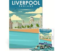 Liverpool England Art Jigsaw Puzzle for Teenagers 1000 Pieces Improve Memory Pleasant Downtime Laser Cut Bday Surprise size 50x75cm
