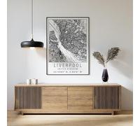 Liverpool England City Street Map Print Liverpool Wall Art Home decor Poster Poster A4 - Wall Art Home Decor Movie Poster Canvas Film Cinema Retro Vintage Cult Classic Nostargic Saga Modern reprint w