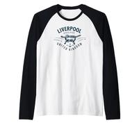 Liverpool England Coordinates Mariner Knot Navy Print Raglan Baseball Tee