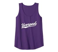 Liverpool England Cursive Retro 1970s Swoosh Dark Tank Top