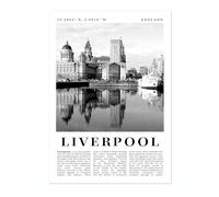 Liverpool - England England Travel Poster, Black And White Photographic City Destination Print, Britain Picture, Living Room Decor, Archival Matte, A5 (Print Only) - 21x14.8cm
