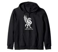 Liverpool England Est. 1207 Colossal Liverbird White Print Zip Hoodie