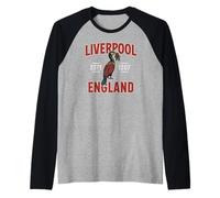 Liverpool England Established 1207 with Detailed Liverbird Raglan Baseball Tee