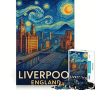 Liverpool England Starry Night Style 1000 Adult Pieces Jigsaw Puzzle Enjoyable Game Nice Thick Family Enjoyable Art Piece (38x26cm)