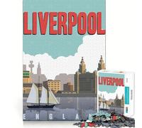Liverpool England Travel Jigsaw Puzzle 1000 Piece for Teenagers Cognitive Boost Smooth Connection Fun Play Art Piece (38x52cm)