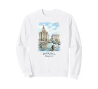 Liverpool England Waterfront Liver Bird Watercolor Sweatshirt