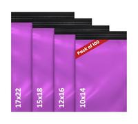 LIVERPOOL ENTERPRISES LTD 100 Mixed Pink Parcel Bags - Tamper-Proof Self-Seal Mailing & Postage Bag for Shipping, Packaging & Delivery - 4 Assorted Sizes 25 of Each (XS to Large)